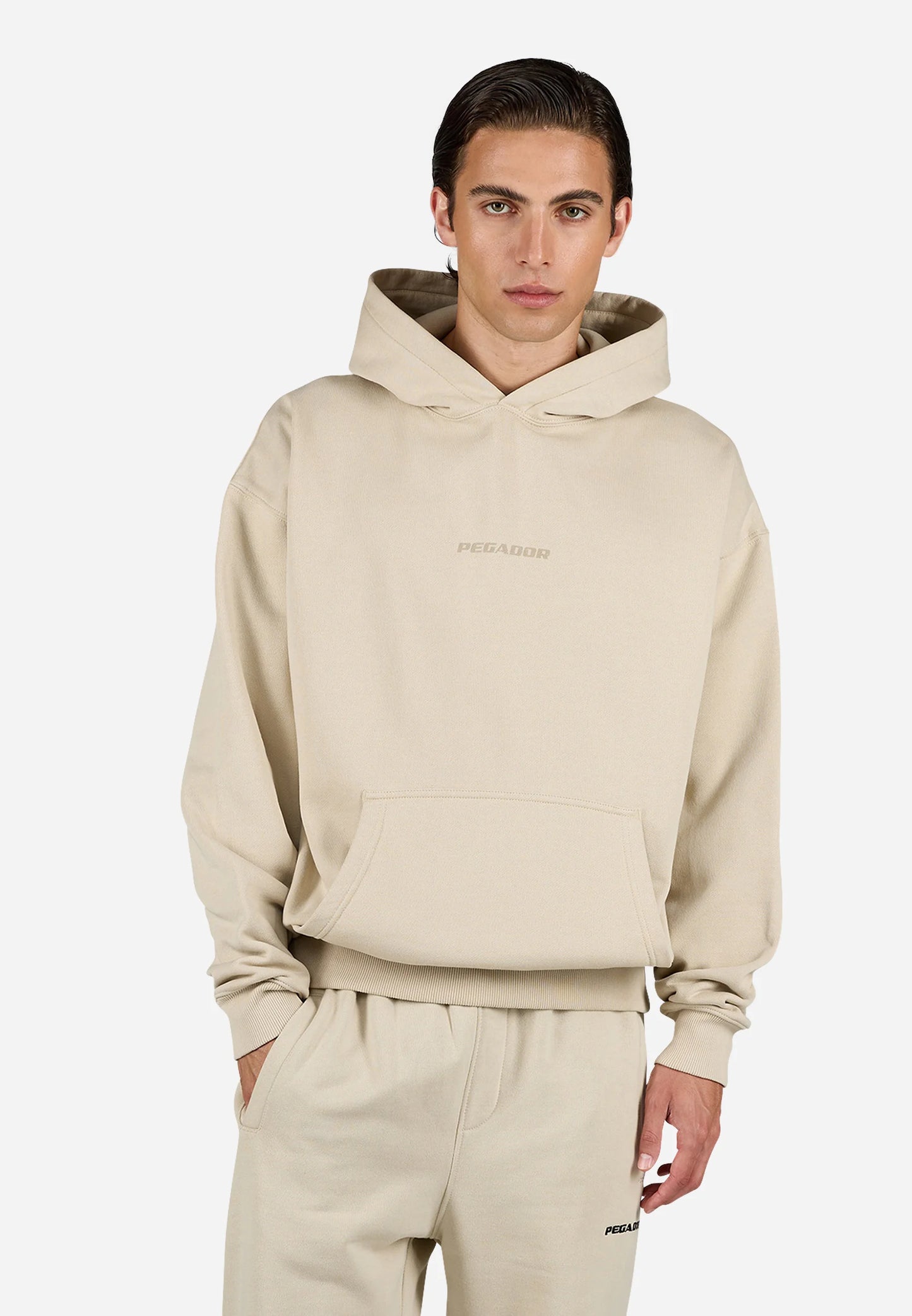 COLNE LOGO HOODIE - Sweat à capuche - washed stone rough feather stone