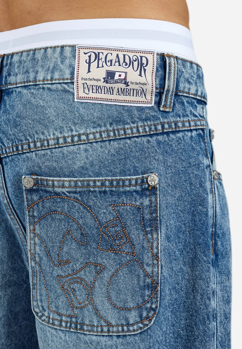 AXAS - Loose Jeans - sprayed washed blue
