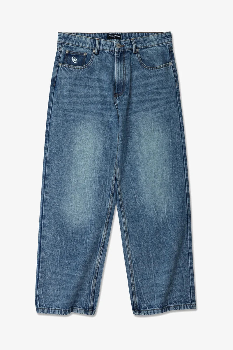 AXAS - Loose Jeans - sprayed washed blue