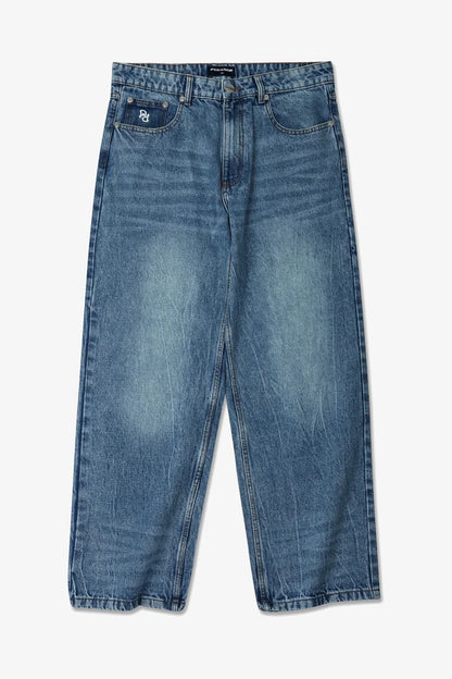 AXAS - Loose Jeans - sprayed washed blue